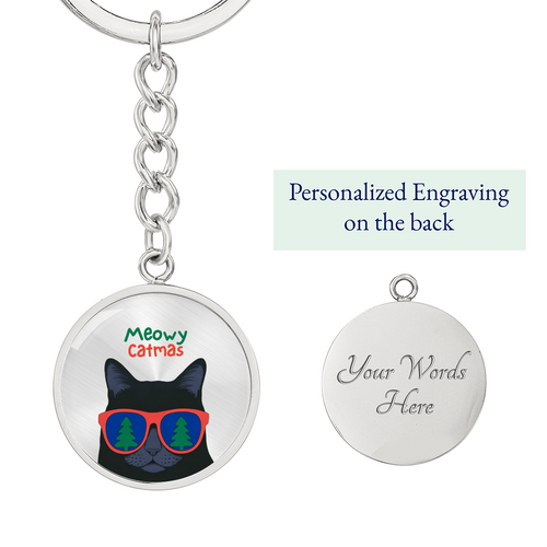 Meowy Catmas Keychain | Funny Christmas Cat Gift | Cute Cat Lover Stocking Stuffer