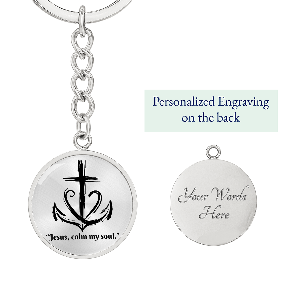 Jesus, Calm My Soul: Circle Keychain – Christian Anxiety Relief Gift | Peace & Comfort Reminder for Overwhelmed Hearts