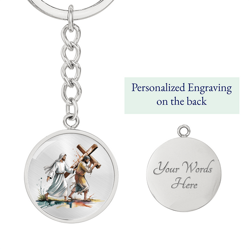 Jesus, Lead My Way – Faith-Inspired Graphic Circle Keychain for Daily Guidance & Strength | Christian Gift for Men & Women