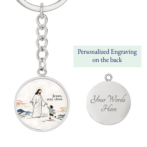 Jesus Stay Close Keychain | Christian Circle Keychain Gift | Faith Reminder Accessory | Religious Keepsake