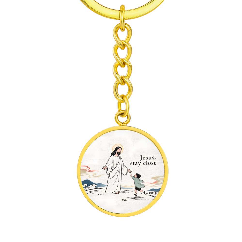 Jesus Stay Close Keychain | Christian Circle Keychain Gift | Faith Reminder Accessory | Religious Keepsake