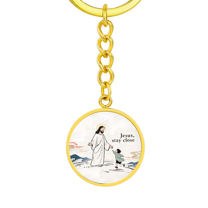 Jesus Stay Close Keychain | Christian Circle Keychain Gift | Faith Reminder Accessory | Religious Keepsake