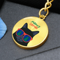 Curb chain keychain with Meowy Catmas design