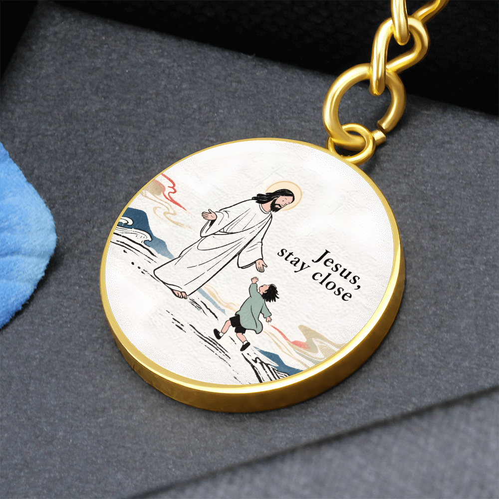 Jesus Stay Close Keychain | Christian Circle Keychain Gift | Faith Reminder Accessory | Religious Keepsake