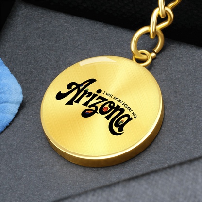 Arizona State Keychain | Desert Souvenir Key Ring | Cactus & Sunset Graphic Circle Keychain | Southwest Travel Gift