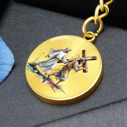 Jesus, Lead My Way – Faith-Inspired Graphic Circle Keychain for Daily Guidance & Strength | Christian Gift for Men & Women