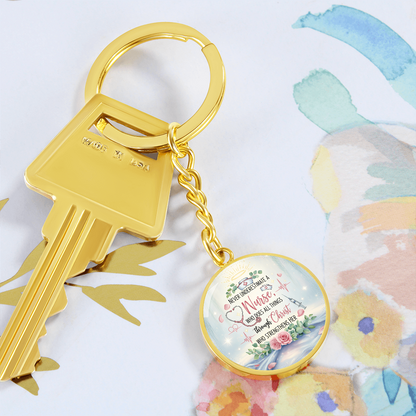Nurse Prayer Keychain | Inspirational Christian Gift for Nurses | Faith-Based Medical Gift | Graphic Circle Keychain
