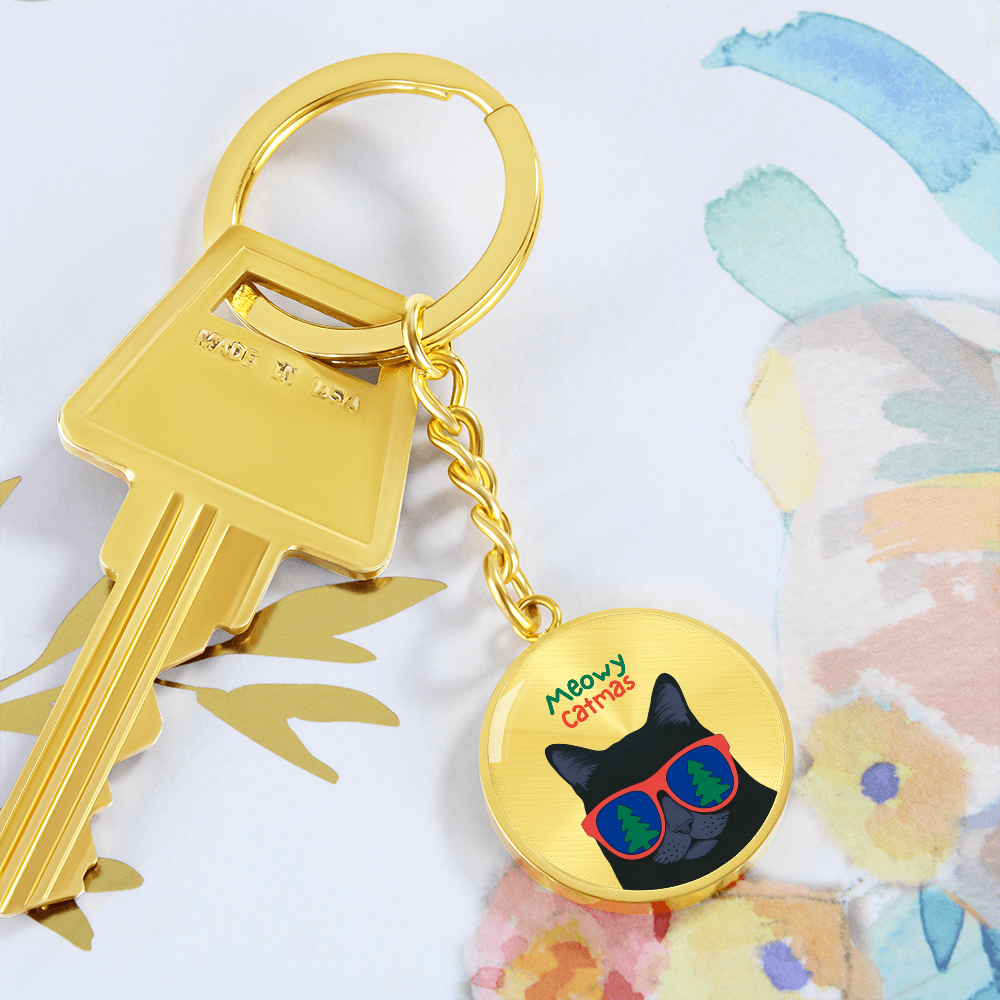 Meowy Catmas Keychain | Funny Christmas Cat Gift | Cute Cat Lover Stocking Stuffer