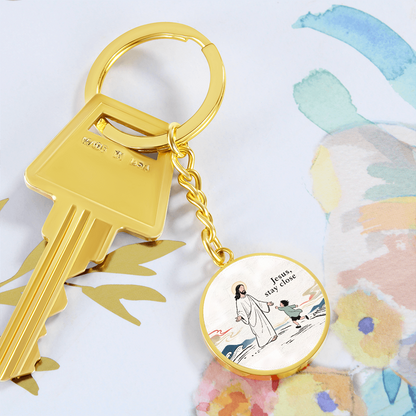 Jesus Stay Close Keychain | Christian Circle Keychain Gift | Faith Reminder Accessory | Religious Keepsake