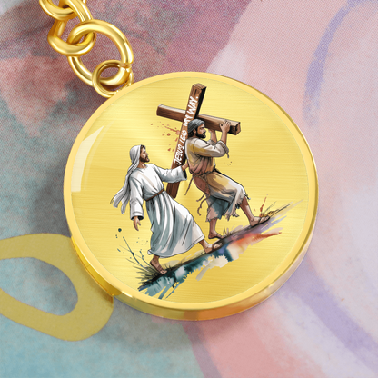 Jesus, Lead My Way – Faith-Inspired Graphic Circle Keychain for Daily Guidance & Strength | Christian Gift for Men & Women