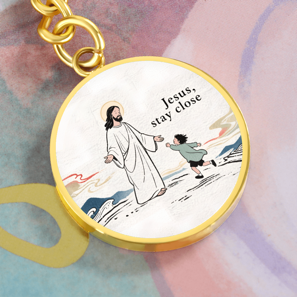 Jesus Stay Close Keychain | Christian Circle Keychain Gift | Faith Reminder Accessory | Religious Keepsake