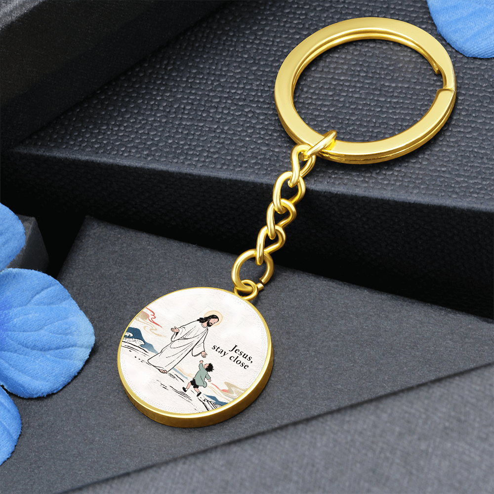Jesus Stay Close Keychain | Christian Circle Keychain Gift | Faith Reminder Accessory | Religious Keepsake