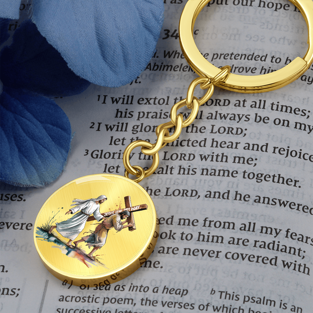 Jesus, Lead My Way – Faith-Inspired Graphic Circle Keychain for Daily Guidance & Strength | Christian Gift for Men & Women