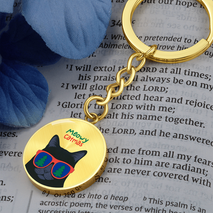 Meowy Catmas Keychain | Funny Christmas Cat Gift | Cute Cat Lover Stocking Stuffer