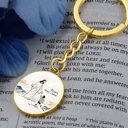Jesus Stay Close Keychain | Christian Circle Keychain Gift | Faith Reminder Accessory | Religious Keepsake