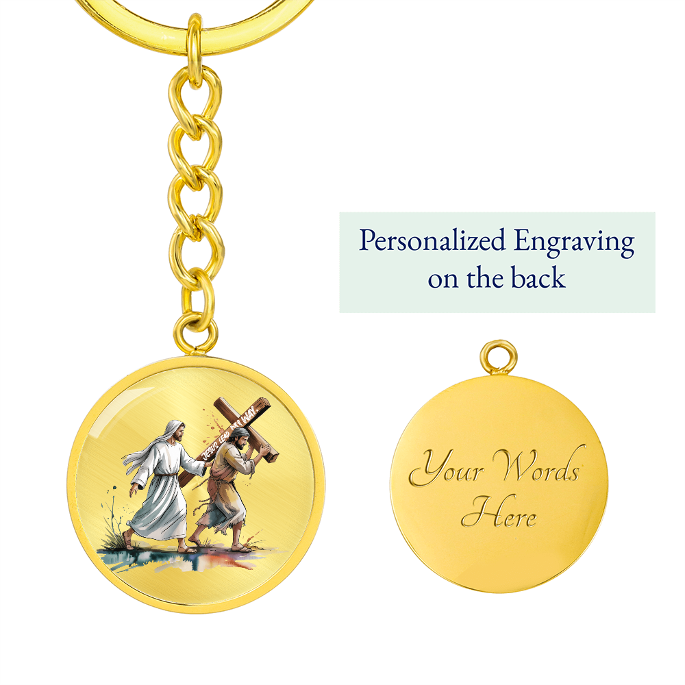 Jesus, Lead My Way – Faith-Inspired Graphic Circle Keychain for Daily Guidance & Strength | Christian Gift for Men & Women