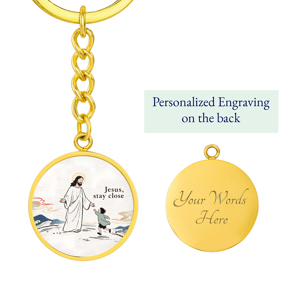 Jesus Stay Close Keychain | Christian Circle Keychain Gift | Faith Reminder Accessory | Religious Keepsake