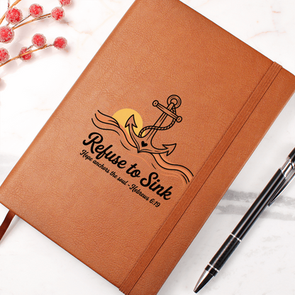 Refuse to Sink Journal | Hope Anchors the Soul Notebook | Christian Gift for Her | Faith Writing Journal with Gift Wrap