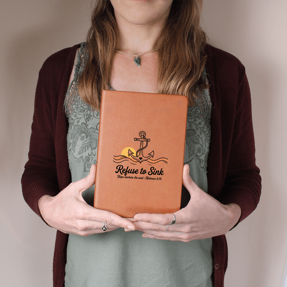 Refuse to Sink Journal | Hope Anchors the Soul Notebook | Christian Gift for Her | Faith Writing Journal with Gift Wrap