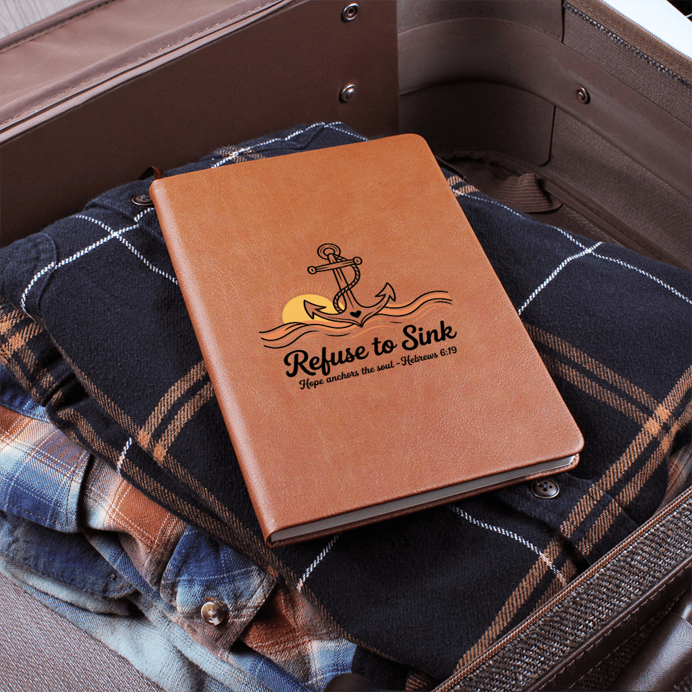 Refuse to Sink Journal | Hope Anchors the Soul Notebook | Christian Gift for Her | Faith Writing Journal with Gift Wrap