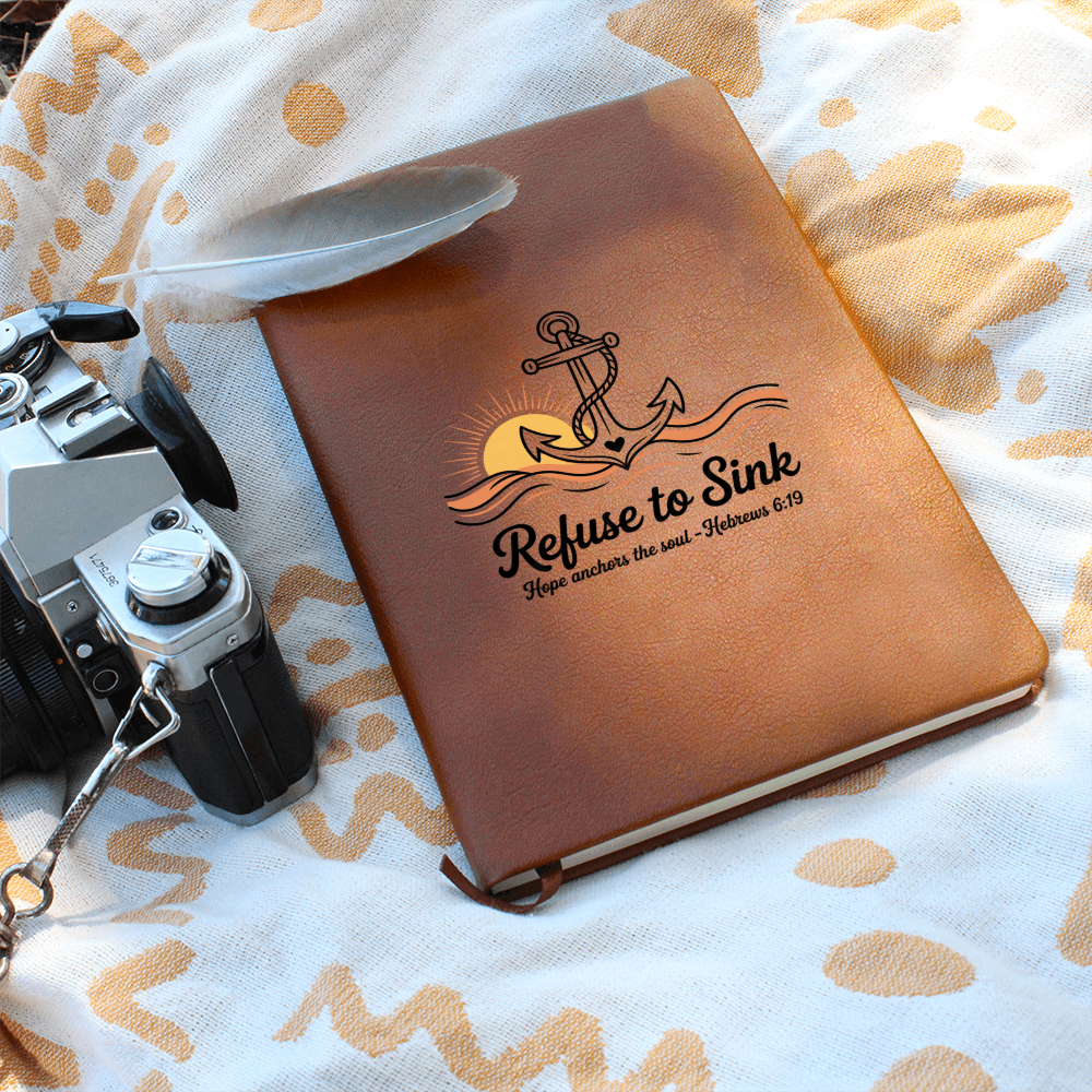 Refuse to Sink Journal | Hope Anchors the Soul Notebook | Christian Gift for Her | Faith Writing Journal with Gift Wrap