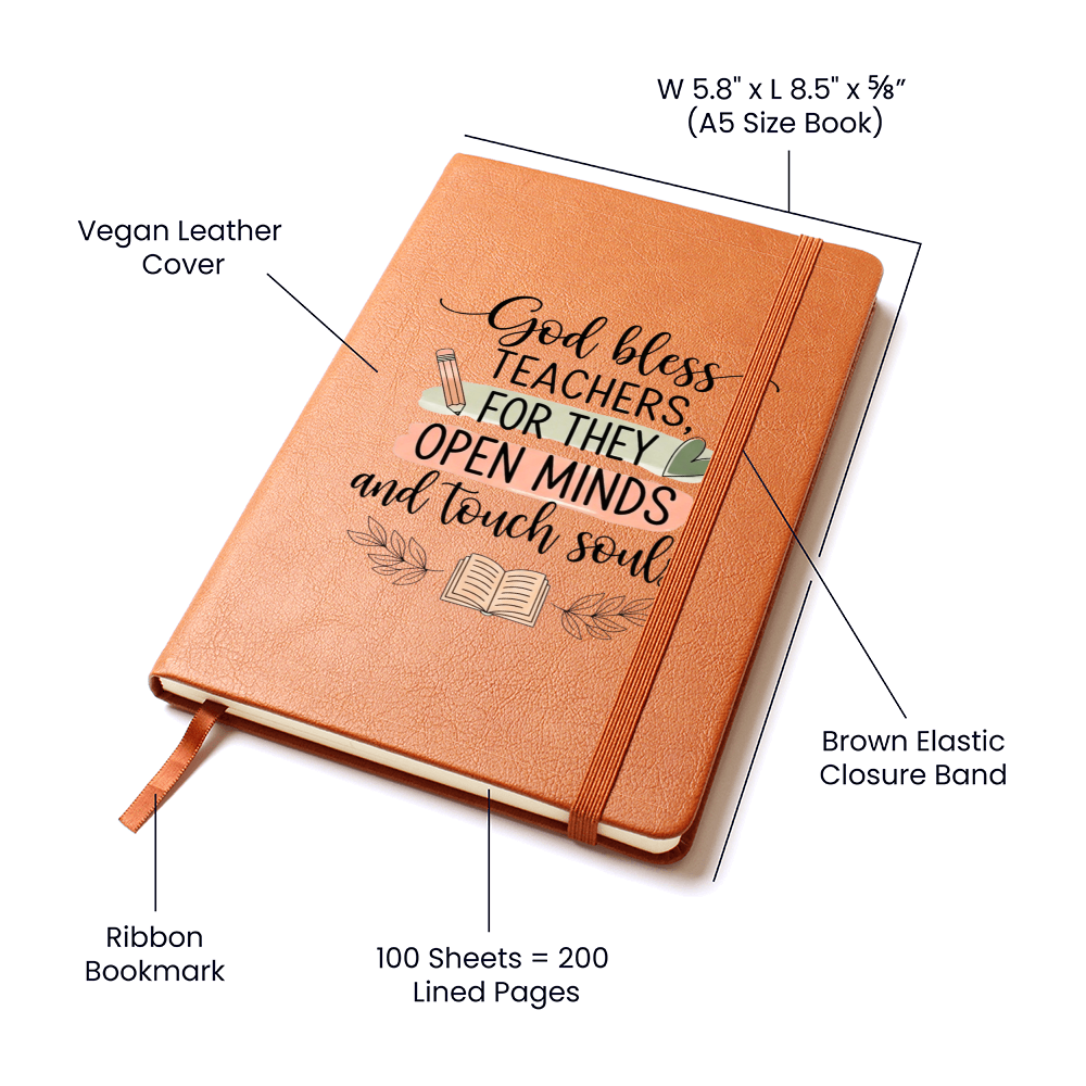 Teacher gift journal with brown elastic band