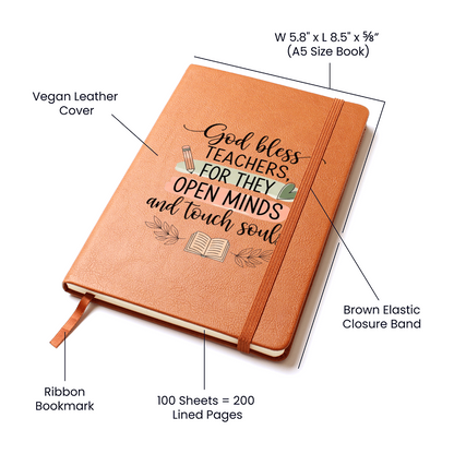 Teacher gift journal with brown elastic band