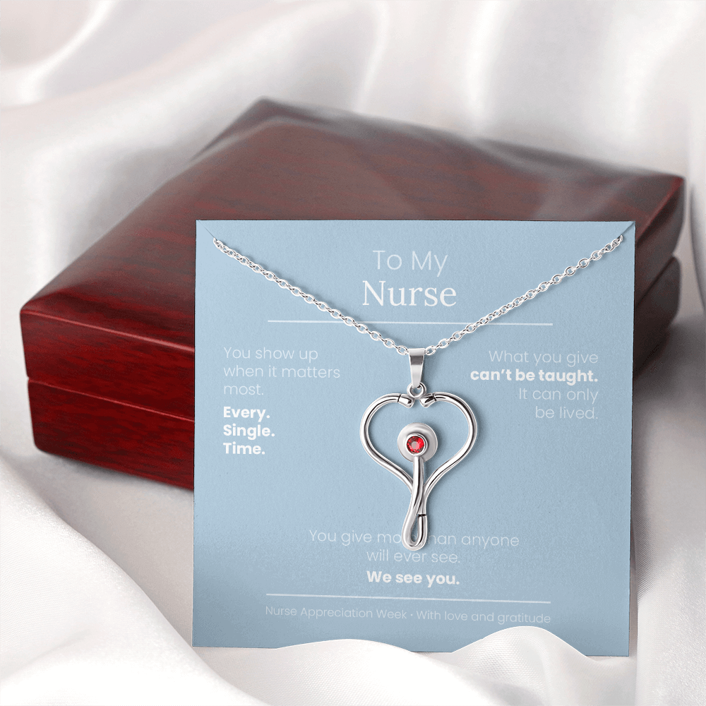 Nurse Appreciation Gift for Her | You Give More Than Anyone Will Ever Fully See | HeartScope Necklace with Message Card