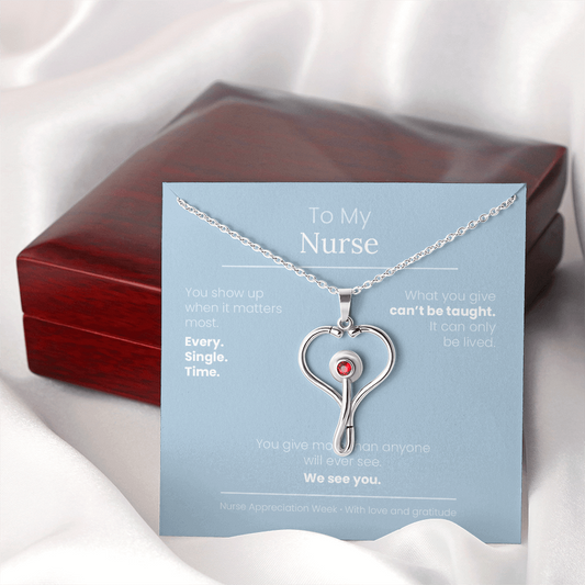 Nurse Appreciation Gift for Her | You Give More Than Anyone Will Ever Fully See | HeartScope Necklace with Message Card