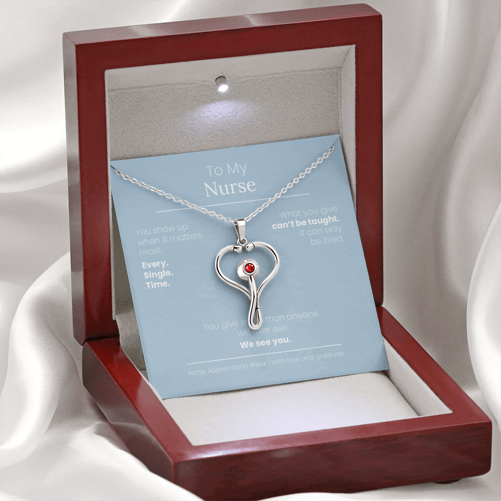 Nurse Appreciation Gift for Her | You Give More Than Anyone Will Ever Fully See | HeartScope Necklace with Message Card