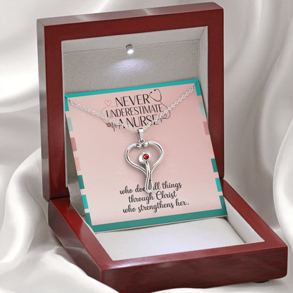 Stainless steel heartscope necklace close-up
