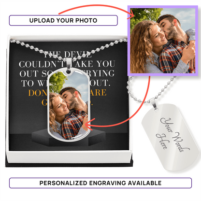 “Don't You Dare Get Tired” – Dog Tag Cross Necklace