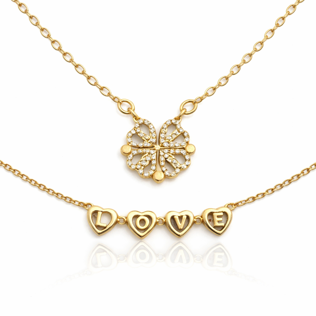 Gigi Love 4-Leaf Clover with Swarovski Pendant Necklace with Mother and Daughter Quotes on Thank You Card, Gifts for Girls, BFF, Women, Gold Plated