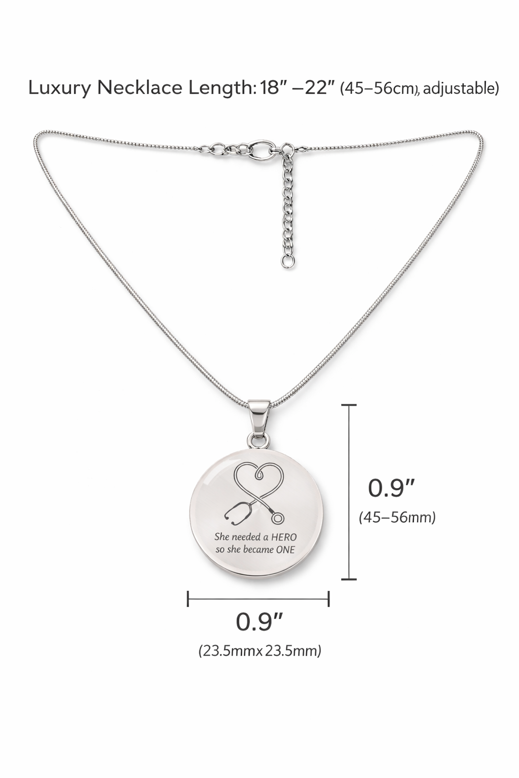 Nurse Hero Necklace – “She Needed a Hero, So She Became One” Stethoscope Pendant