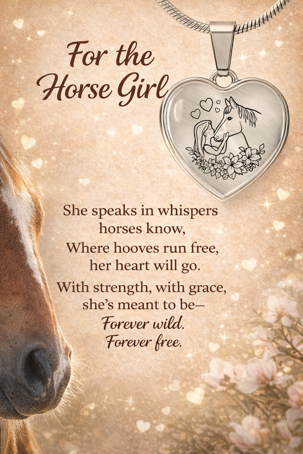 Girl and Horse Heart Necklace Meaningful Gift for Horse Lovers