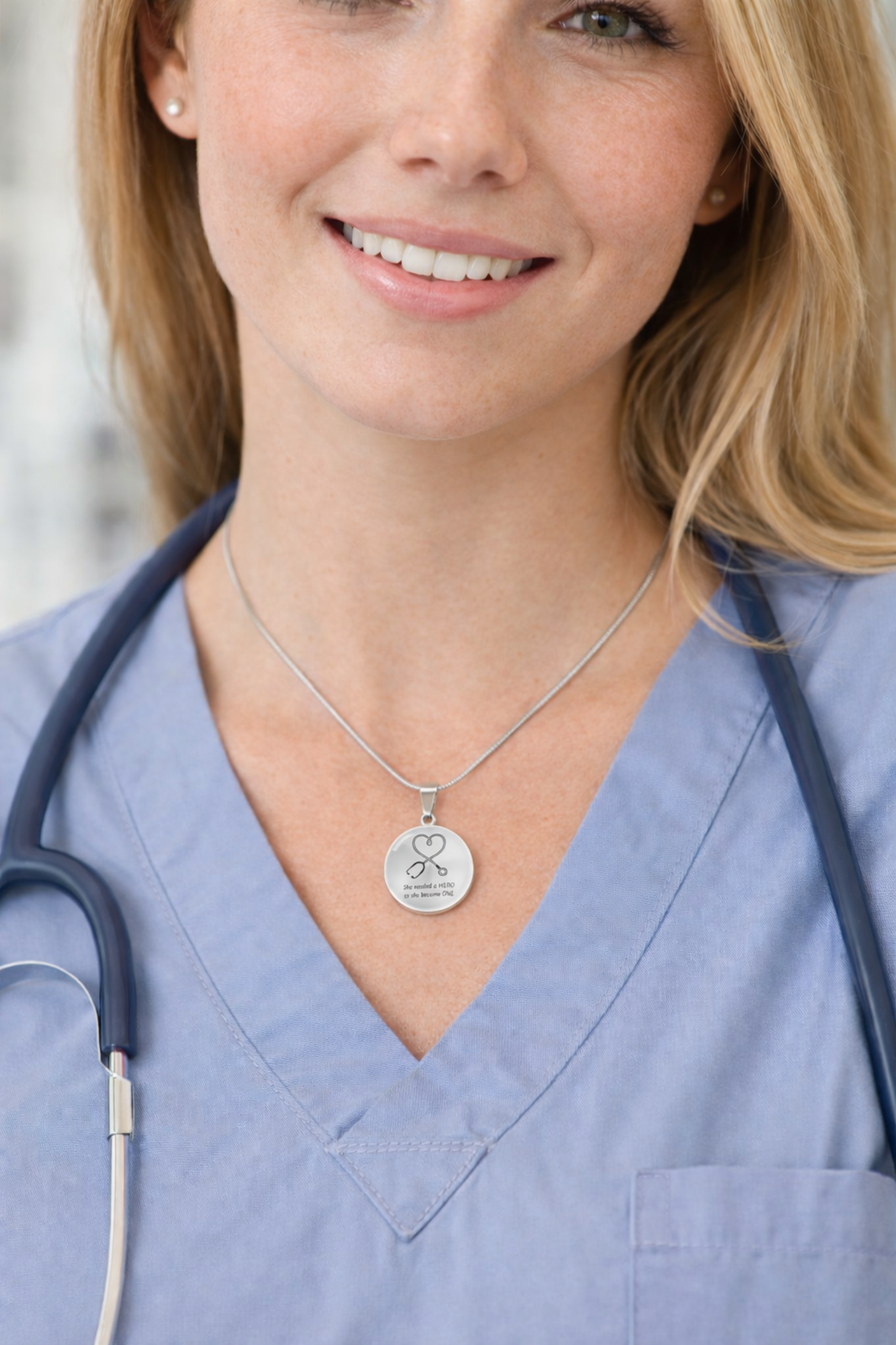 Nurse Hero Necklace – “She Needed a Hero, So She Became One” Stethoscope Pendant