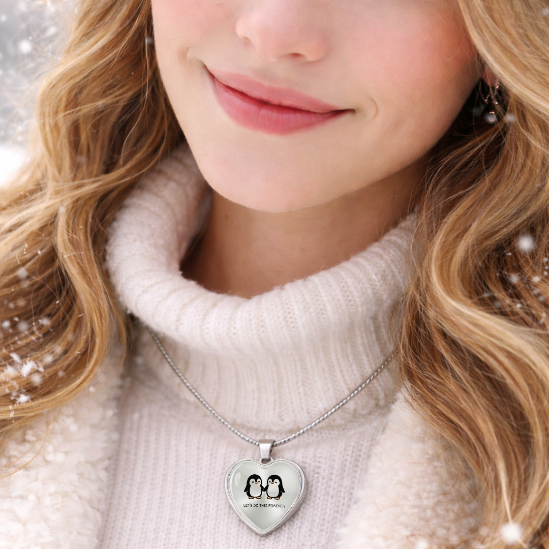 “Let's Do This Forever” Penguin Heart Necklace – A Symbol of Always Together
