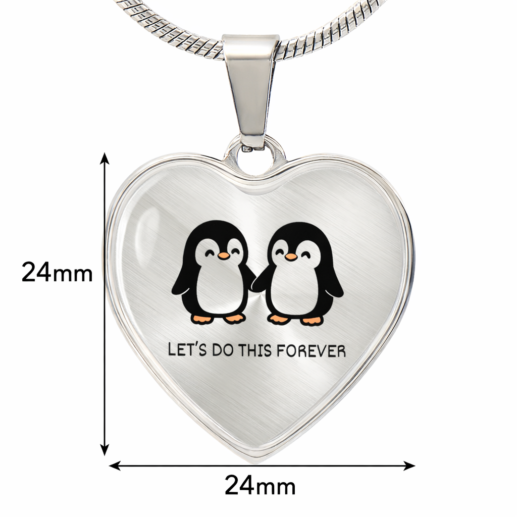 “Let's Do This Forever” Penguin Heart Necklace – A Symbol of Always Together