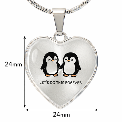 “Let's Do This Forever” Penguin Heart Necklace – A Symbol of Always Together