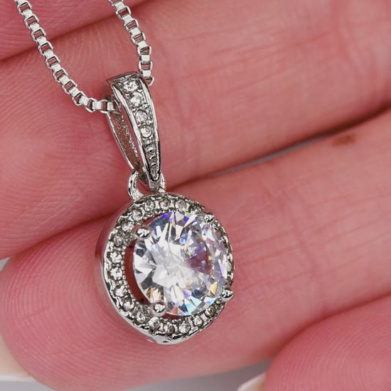 cushion cut CZ necklace detail elegant pendant