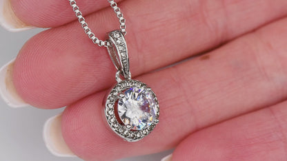 cushion cut CZ necklace detail elegant pendant