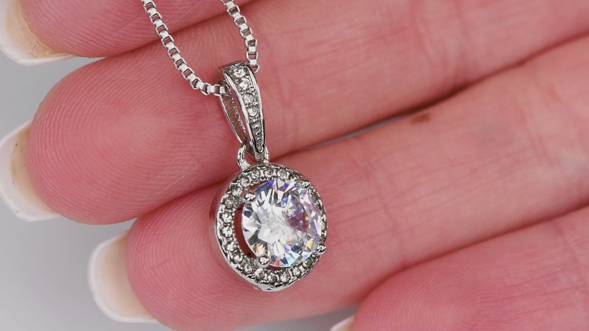 cushion cut CZ necklace detail elegant pendant