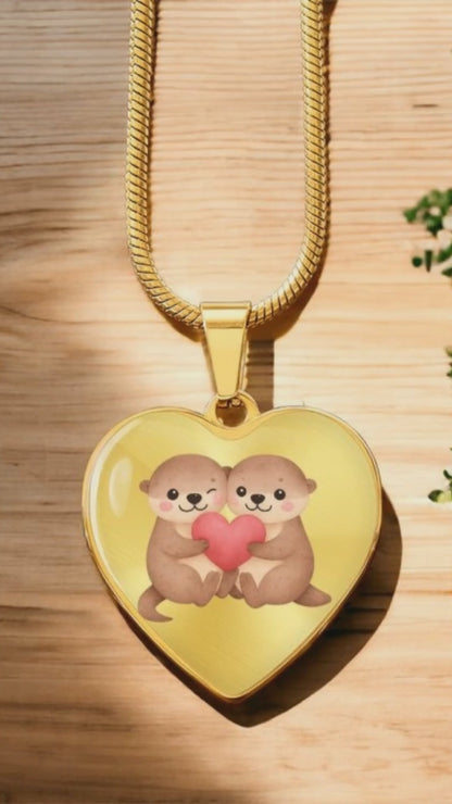 Otter Heart Necklace – Cute Couple Jewelry