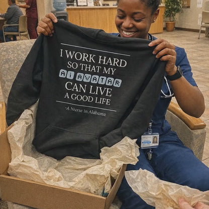 Nurse Appreciation Gift for Her | I Work Hard So My AI Avatar Can Live a Good Life | Alabama Nurse Hoodie