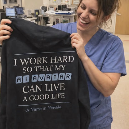 Nurse Appreciation Gift for Her | I Work Hard So My AI Avatar Can Live a Good Life | Nevada Nurse Hoodie