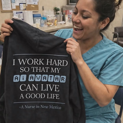 Nurse Appreciation Gift for Her | I Work Hard So My AI Avatar Can Live a Good Life | New Mexico Nurse Hoodie