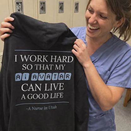 Nurse Appreciation Gift for Her | I Work Hard So My AI Avatar Can Live a Good Life | Utah Nurse Hoodie