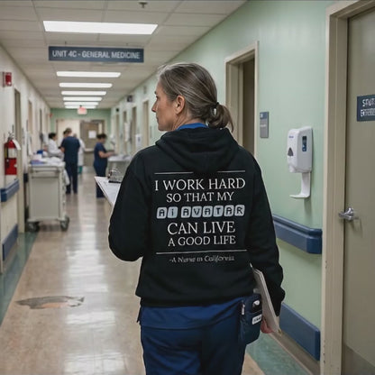 Funny Nurse Hoodie Gift I Work Hard So My AI Avatar Can Live a Good Life Nurse Sweatshirt | California