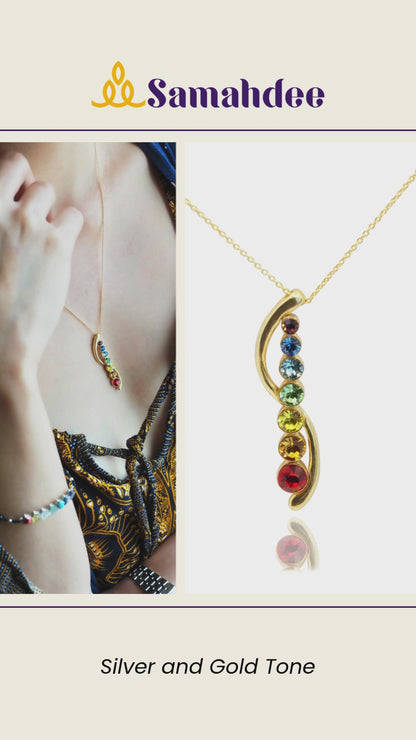 Seralyn Chakra Necklace Crystal Stones in Lotus Flower Infinity for Healing, Energy, Blossom New Beginnings, for Women, Silver Chain, Anti-Tarnish, Gift Ready Packaging, Handmade, USA Company, Samadhi