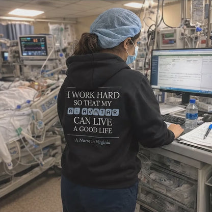 Nurse Appreciation Gift for Her | I Work Hard So My AI Avatar Can Live a Good Life | Virginia Nurse Hoodie